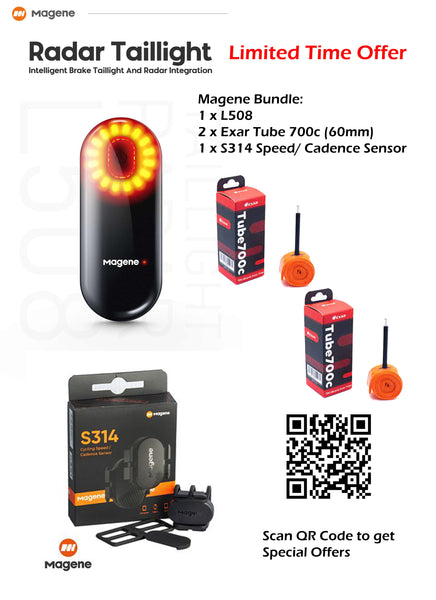 Magene Bundle Pack: L508 Rear Radar Light Exar Tube 700c S314 Speed/ Cadence Sensor - Makee Auto Parts